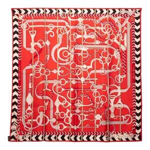 HERMES Red Silk Scarf